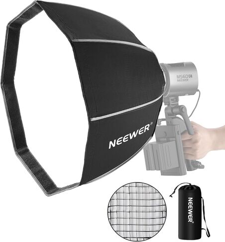 NEEWER Octagonal Softbox 50 cm mit NEEWER Mount(Not Bowens Mount),Octabox Softbox Folding & Quick Installation mit Honeycomb Light Diffuser für MS60 MS60B MS60C MS150B LED Video Studio Light, NS4P in Kuwait