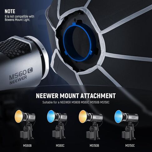 NEEWER Octagonal Softbox 50 cm mit NEEWER Mount(Not Bowens Mount),Octabox Softbox Folding & Quick Installation mit Honeycomb Light Diffuser für MS60 MS60B MS60C MS150B LED Video Studio Light, NS4P in Kuwait