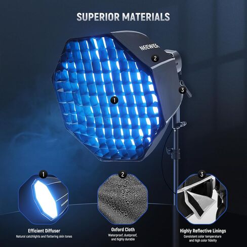 NEEWER Octagonal Softbox 50 cm mit NEEWER Mount(Not Bowens Mount),Octabox Softbox Folding & Quick Installation mit Honeycomb Light Diffuser für MS60 MS60B MS60C MS150B LED Video Studio Light, NS4P in Kuwait