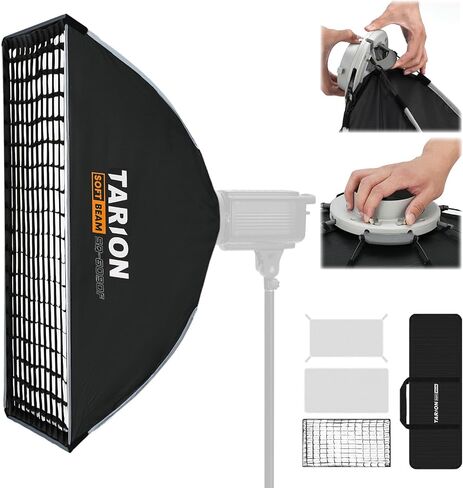 TARION 23.6"x35.4" Quick Release Strip Softbox - Foldable Bowens Mount Softbox with Diffusers/Honeycomb Grid/Carrying Bag for Live Streaming, Photography, Videography (SQ-6090F) in Kuwait