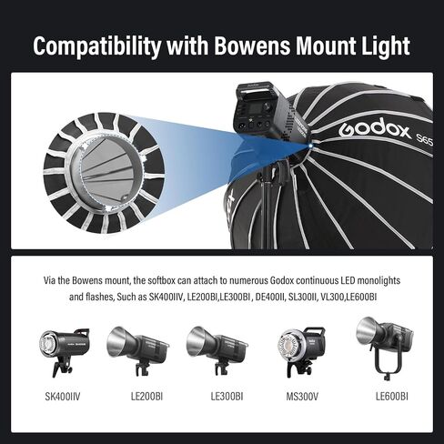 Godox Softbox 105cm/41.3" White Inner Godox S105W Bowens Mount Softbox with Diffuser & Carry Case Quick-Setup Durable Softbox, Compact for Photography Shooting/Continous Light/Strobe Flash/Portrait in Kuwait