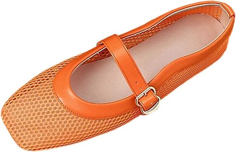 Women's Breathable Mesh Ballet Mary Jane Style Square Toe Slip On Casual Comfort Soft Lightweight Versatile Airy in Kuwait