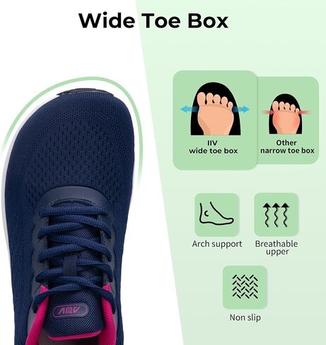 IIV Women Wide Toe Box Arch Support Walking Sneakers Plantar Fasciitis in Kuwait