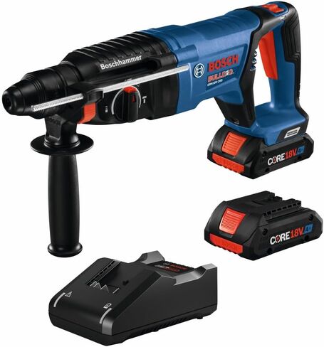 Bosch GBH18V-26DK25 18V EC Brushless SDS-plus® Bulldog™ 1 In. Rotary Hammer Kit with (2) CORE18V 4 Ah Advanced Power Batteries in Kuwait