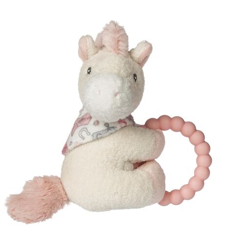 Mary Meyer Soft Baby Rattle with Soothing Teether Ring, 6-Inches, Cream Giddy Up Pony in Kuwait