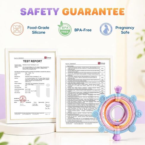 Baby Teething Ring Toys 3-6 6-12 Months, Silicone Teether Rattle Toys | BPA Free, Baby Chew Toys for Sucking Needs & Teething Relief, Shower Gifts for Newborns Infants in Kuwait