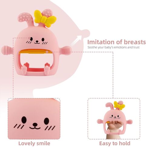 Chuya Baby Teething Toy for 0-3 3-6 6-12 12-24 Months Bunny Mitten Toys | Anti-Drop Chewable Hand Teether for Infant,Food Grade Silicone Teether for Baby Newborn Sore Gums Teething Relief in Kuwait