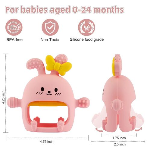 Chuya Baby Teething Toy for 0-3 3-6 6-12 12-24 Months Bunny Mitten Toys | Anti-Drop Chewable Hand Teether for Infant,Food Grade Silicone Teether for Baby Newborn Sore Gums Teething Relief in Kuwait