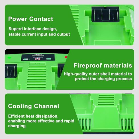 DTK Fast Charging Dual Port Replacement for Greenworks 24V Charger Battery | Fit Lithium-ion CAG817 CAF806 29862 Rapid Ultra Turbo Battery Charger in Kuwait