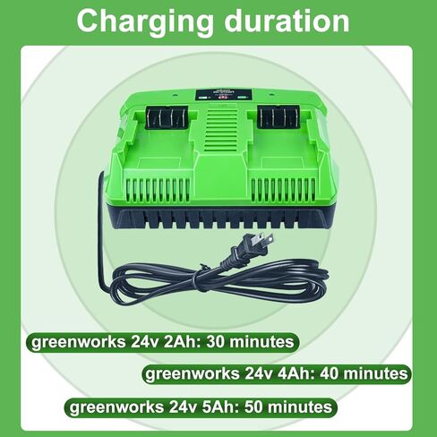 DTK Fast Charging Dual Port Replacement for Greenworks 24V Charger Battery | Fit Lithium-ion CAG817 CAF806 29862 Rapid Ultra Turbo Battery Charger in Kuwait