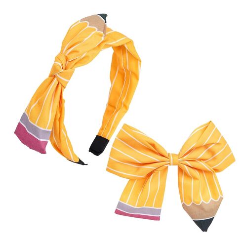 2 Pcs First Day Back to School Pencil Hair Accessories for Girls Teacheres | Pencil Bow Clip Headband for Girls,School Uniform Hair Bows,Back to School Supplies,for School Outfits,Adorable Accessory in Kuwait