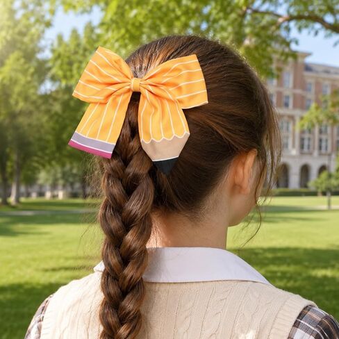 2 Pcs First Day Back to School Pencil Hair Accessories for Girls Teacheres | Pencil Bow Clip Headband for Girls,School Uniform Hair Bows,Back to School Supplies,for School Outfits,Adorable Accessory in Kuwait