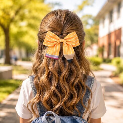 2 Pcs First Day Back to School Pencil Hair Accessories for Girls Teacheres | Pencil Bow Clip Headband for Girls,School Uniform Hair Bows,Back to School Supplies,for School Outfits,Adorable Accessory in Kuwait