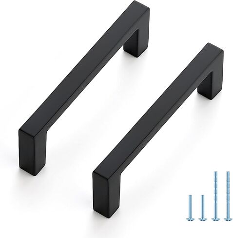 JOY DECOR Matte Black Cabinet Pulls Slim Square Handles, 3 Inch, 10 Pack | Slim Square Bar, Solid Build, Modern Look, Easy Install, For Kitchen Drawers, Dressers, Cabinets, Furniture Projects in Kuwait