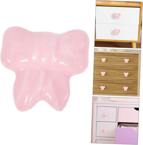 MERRYHAPY 2pcs Bow Shaped Ceramic Knobs for Children's Room Furniture Vintage Style Drawer Pulls Decorative Wardrobe Handles Suitable for Cabinets and Dressers in Kuwait