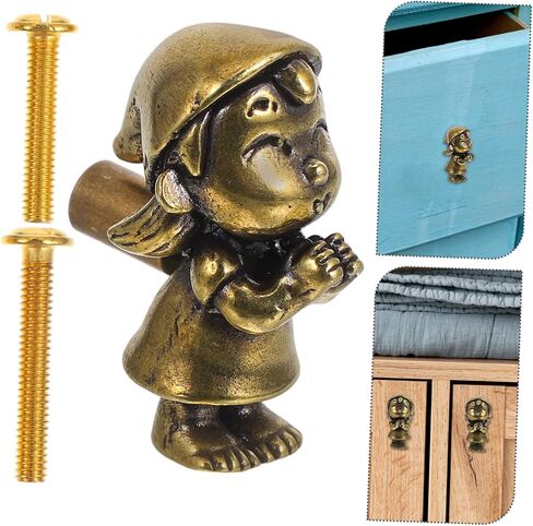 Cute Brass Knob for Boy Girl Rooms Vintage Style Decorative Handle for Dressers Cabinets and Dollhouses Playful Design for Boy Girl's Bedrooms Easy Installation in Kuwait