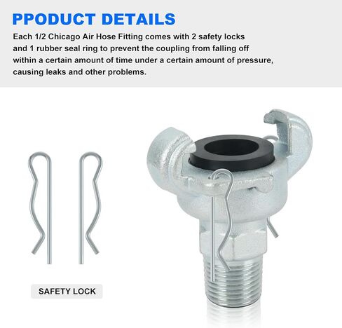 1/2 Inch Chicago Air Fitting NPT Iron Air Hose Fitting (Male End) | 2 Lug Universal Coupling 1/2'' Chicago Fitting in Kuwait