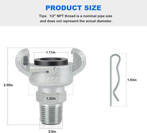 1/2 Inch Chicago Air Fitting NPT Iron Air Hose Fitting (Male End) | 2 Lug Universal Coupling 1/2'' Chicago Fitting in Kuwait