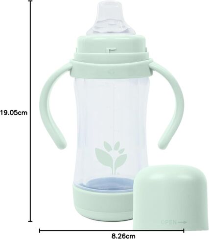 green sprouts® Glass & Sprout Ware® Sip & Straw 5oz., 6mo+, Plant-Plastic, Platinum-Cured Silicone, Dishwasher Safe, Grows with Baby, Tested for Hormones, 5oz, Light Sage in Kuwait