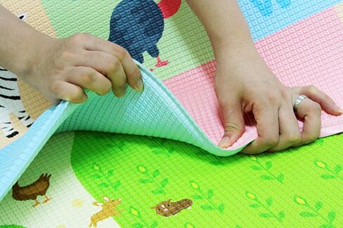 Baby Care Play Mat (Medium, Playful - Busy Farm) 73’’ x 49’’ Original One-Piece Reversible Rollable Waterproof Play Mat for Infants, Babies, Toddler, and Kids in Kuwait