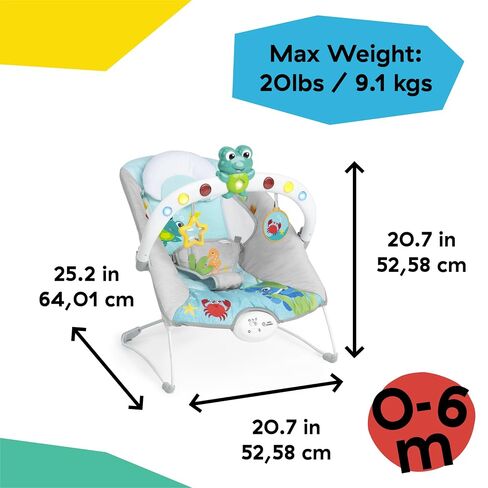 Baby Einstein Ocean Explorers Musical Bouncer Infant Seat, Kick to It Neptune, Unisex, for Ages 0-6 Months up to 20 lbs in Kuwait