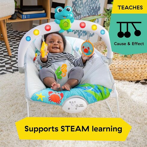 Baby Einstein Ocean Explorers Musical Bouncer Infant Seat, Kick to It Neptune, Unisex, for Ages 0-6 Months up to 20 lbs in Kuwait
