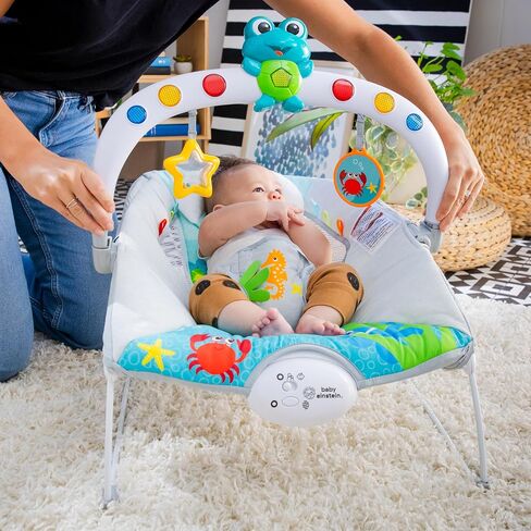 Baby Einstein Ocean Explorers Musical Bouncer Infant Seat, Kick to It Neptune, Unisex, for Ages 0-6 Months up to 20 lbs in Kuwait