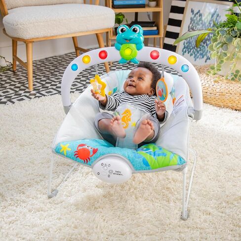 Baby Einstein Ocean Explorers Musical Bouncer Infant Seat, Kick to It Neptune, Unisex, for Ages 0-6 Months up to 20 lbs in Kuwait