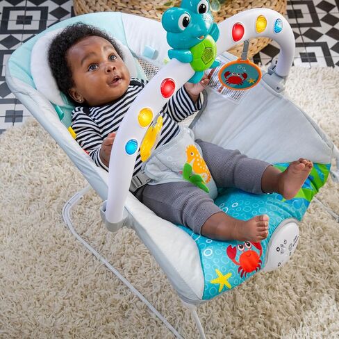 Baby Einstein Ocean Explorers Musical Bouncer Infant Seat, Kick to It Neptune, Unisex, for Ages 0-6 Months up to 20 lbs in Kuwait