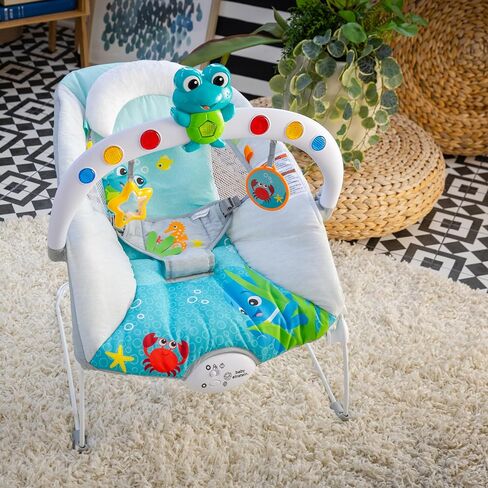 Baby Einstein Ocean Explorers Musical Bouncer Infant Seat, Kick to It Neptune, Unisex, for Ages 0-6 Months up to 20 lbs in Kuwait