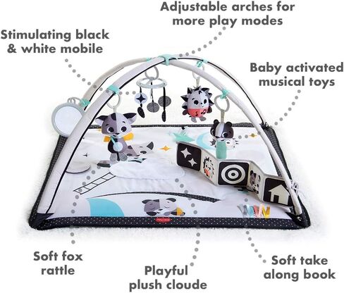Tiny Love Baby Tummy Time Play Mat, Gymini Deluxe Baby Play Mats for Floor, Magical Tales Black & White Activity Gym in Kuwait