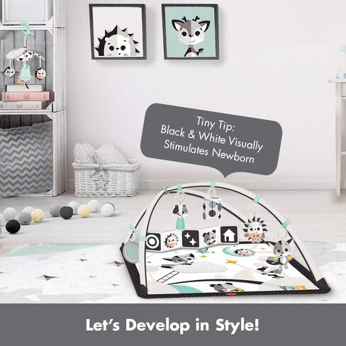 Tiny Love Baby Tummy Time Play Mat, Gymini Deluxe Baby Play Mats for Floor, Magical Tales Black & White Activity Gym in Kuwait