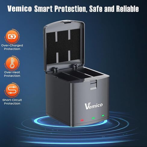 Vemico Hero 13 Battery Charger Kit 3x2100mAh Batteries and USB-C Charger | Compatible with Hero 13 Black Action Camera in Kuwait