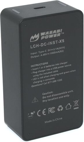Wasabi Power Battery (2-Pack) and Dual USB-C Charger for Insta360 X5, CINSAAHA, CINSBAHA in Kuwait