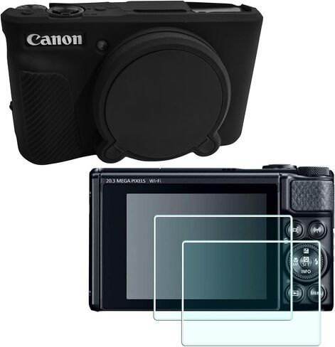 Silicone Case+Screen Protector for Canon PowerShot SX740 / SX730 HS Camera | (for Accessories),HUIPUXIANG SX740 Camera Soft Case Cover Rubber Camera Sleeve with Removable Black in Kuwait