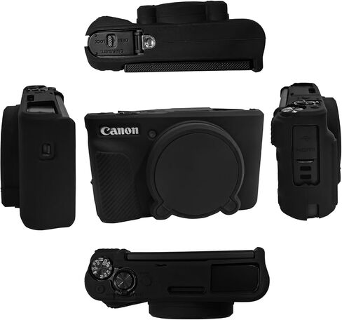 Silicone Case+Screen Protector for Canon PowerShot SX740 / SX730 HS Camera | (for Accessories),HUIPUXIANG SX740 Camera Soft Case Cover Rubber Camera Sleeve with Removable Black in Kuwait