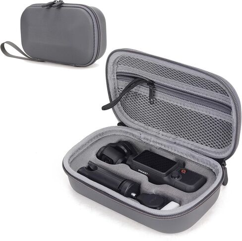 Carrying Case for DJI Osmo Pocket 4, Compact Travel Bag with Wrist Strap & Carabiner, Portable Hard Shell Pouch Handbag for Storage, Protection & Organization, Gray in Kuwait