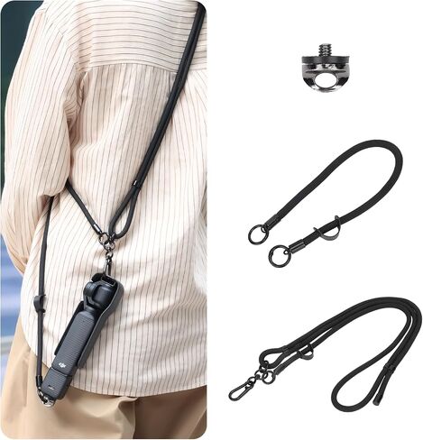VRIG Crossbody Camera Strap for DJI Osmo Pocket 4 & Pocket 3/Xtra Muse | Adjustable Shoulder/Hand Wrist Straps Lanyard for Photography with a 1/4" Screw for Insta360 X5,DJI OSMO Action 6/5Pro/4/3 in Kuwait