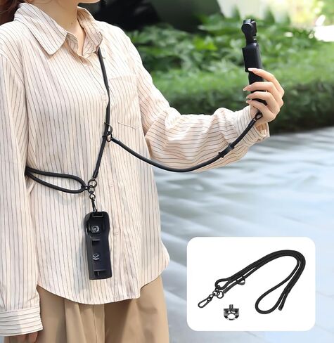 VRIG Crossbody Camera Strap for DJI Osmo Pocket 4 & Pocket 3/Xtra Muse | Adjustable Shoulder/Hand Wrist Straps Lanyard for Photography with a 1/4" Screw for Insta360 X5,DJI OSMO Action 6/5Pro/4/3 in Kuwait
