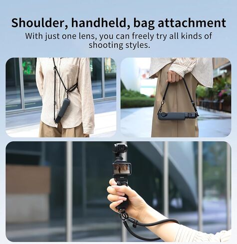 VRIG Crossbody Camera Strap for DJI Osmo Pocket 4 & Pocket 3/Xtra Muse | Adjustable Shoulder/Hand Wrist Straps Lanyard for Photography with a 1/4" Screw for Insta360 X5,DJI OSMO Action 6/5Pro/4/3 in Kuwait
