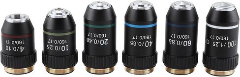 Achromatic Microscope Objective Lens 4X 20X 40X 60X 100X Oil Immersion RMS 20.2mm Thread for Biological Lab Microscope 160mm Tube Length Copper Core(4X) in Kuwait
