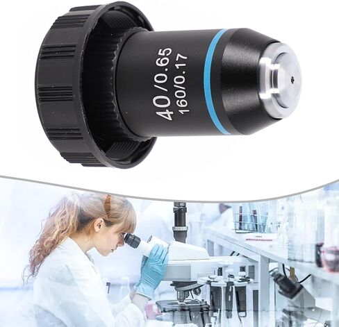 Microscope Objective Lens 20.2mm, RMS Thread Biological Lens Set, 4X 40X 100X Magnification, Oil Immersion Microscope Parts, Achromatic Lens For Lab Use, Copper Core Optical(40X) in Kuwait