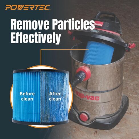 POWERTEC 90304 Cartridge Filters for Shop Vac, 90333, 90350, 9030433 Type U Replacement Filters, Fits Shop-Vac Most 5 Gallon and Above Wet/Dry Vacuum Cleaners, 1PK (75082) in Kuwait