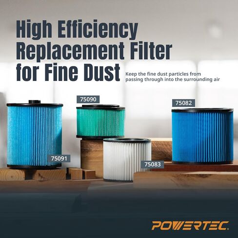 POWERTEC 90304 Cartridge Filters for Shop Vac, 90333, 90350, 9030433 Type U Replacement Filters, Fits Shop-Vac Most 5 Gallon and Above Wet/Dry Vacuum Cleaners, 1PK (75082) in Kuwait