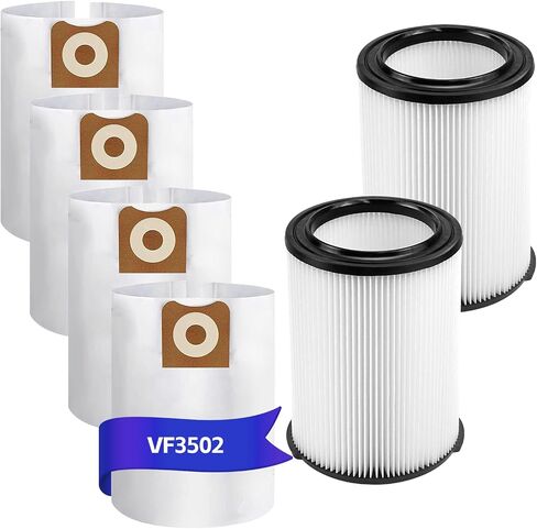 ATXKXE VF6000 Wet or Dry Replacement Filter for Ridgd 5-20 Gallon Vacuums WD5500 WD0671 WD6425 WD7000 WD1280 WD1851 WD1680 WD1956 RV2400A, 4 pack Foam Sleeve,2 Pack VF6000 Filter and 1 Pack Brush in Kuwait