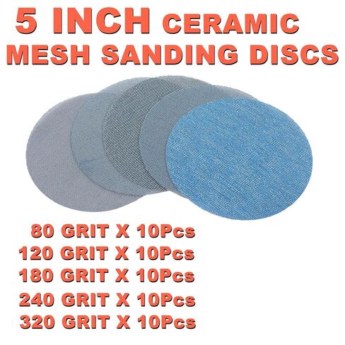 5 Inch Mesh Sanding Discs Assortment: 50Pcs Premium Ceramic Net Sanding Disc 80 120 180 240 320 Assorted Grit, Dustless Hook & Loop Sandpaper for 8 Hole Orbital Sander, Automotive/Wood Polishing in Kuwait