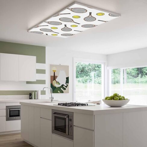 Fluorescent Light Covers, Tennis Sport Magnetic Light Covers for Ceiling Lights, Cartoon Classic Tennis Pattern Fluorescent Ceiling Shade Filters for Classroom Bedroom Office 4x2Ft x 2PCS in Kuwait