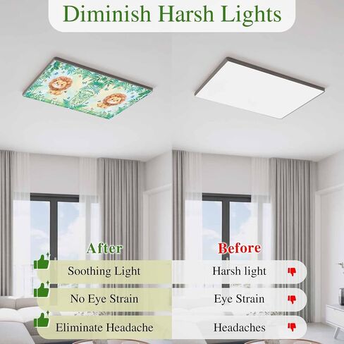 Fluorescent Light Covers, Cartoon Lion Magnetic Light Covers for Ceiling Lights, Summer Butterfly Flowers Tropical Palm Plants Fluorescent Ceiling Shade for Classroom Bedroom Office 4x2Ft x 1PCS in Kuwait