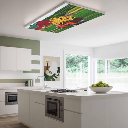 Fluorescent Light Covers, Yellow Sunflower Magnetic Light Covers for Ceiling Lights, Red Barn Truck Farmhouse Modern Art Fluorescent Ceiling Shade Filters for Classroom Bedroom Office 4x2Ft x 4PCS in Kuwait