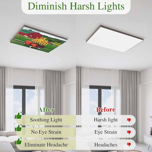 Fluorescent Light Covers, Yellow Sunflower Magnetic Light Covers for Ceiling Lights, Red Barn Truck Farmhouse Modern Art Fluorescent Ceiling Shade Filters for Classroom Bedroom Office 4x2Ft x 4PCS in Kuwait